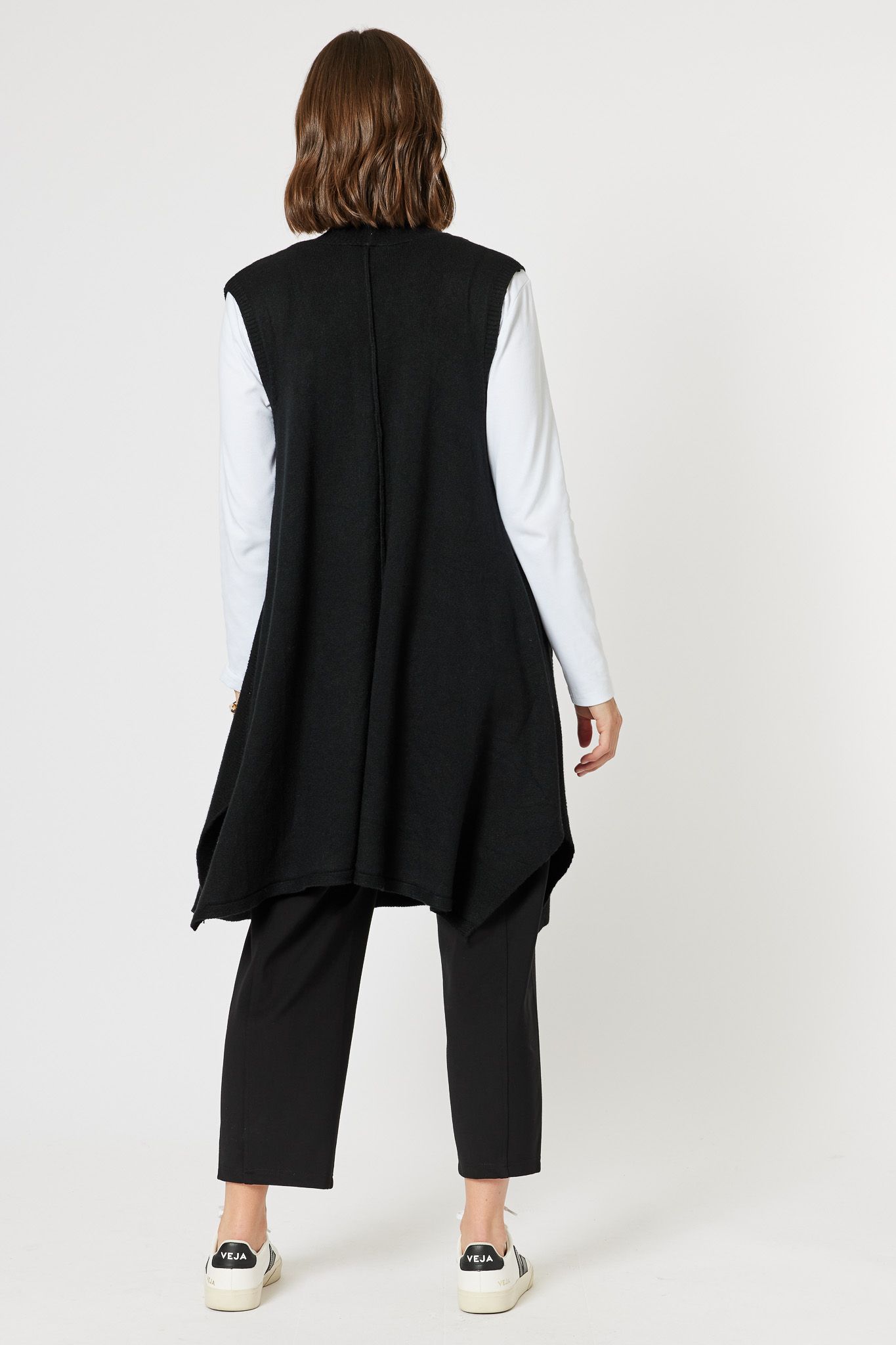 Ribbed Longline Cardigan –Black by Clarity by Threadz - Florence Store