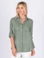 Classic Linen Shirt Khaki Worthier