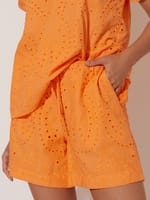 Relaxed Broderie Short Pink adorne