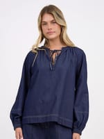 Stitch Detail Denim Top