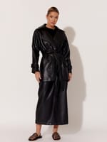 Faux Leather Wrap Coat