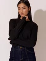 Ribbed Knit Top Black adorne