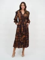 Viscose Tier Detail Dress Brown Liberty Rose Viscose Tier Detail Dress Brown Liberty Rose