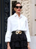 Poplin Puffed Sleeve Shirt Black adorne