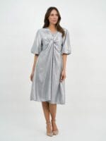 Twist Front Metallic Dress
