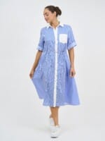 Cotton Relaxed Shirt Dress Blue Liberty Rose