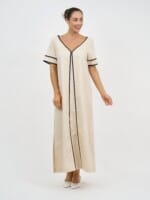 Contrast Maxi Linen Dress Natural Liberty Rose