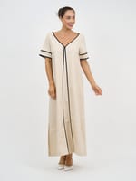 Contrast Maxi Linen Dress Natural Liberty Rose