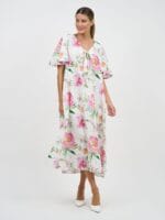 Liana Flute Sleeve Dress White Liberty Rose