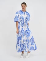 Maxi Cotton Shirt Dress Pink Liberty Rose