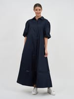 Lattice Trim Cotton Shirt Dress