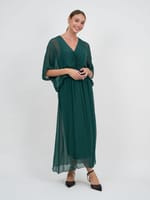 Gathered Silk Blend Dress Black La Strada