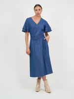 Denim Frilled Sleeve Dress
