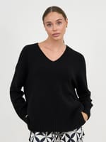 Vee Neck Ribbed Knit Beige La Strada