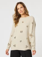 Sequin Hearts Rib Knit