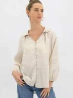 Linen Button Detail Shirt Candy Worthier