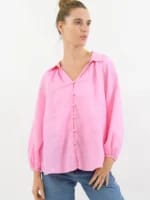 Linen Button Detail Shirt Candy Worthier