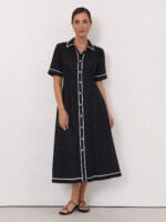 Trim Detail Shirt Dress Espresso Liberty Rose