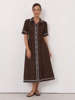 Trim Detail Shirt Dress Espresso Liberty Rose