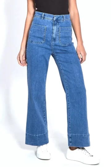 Pocket Front Wide Leg Jean Blue Leoni