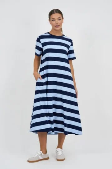 Cotton Jersey Stripe Dress Blue Liberty Rose