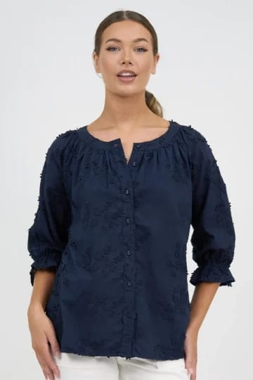 Relaxed Embroidered Shirt Navy Liberty Rose