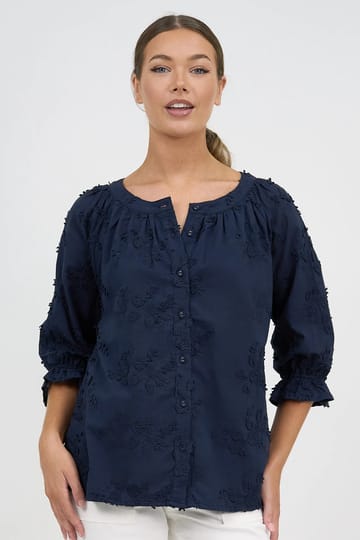 Relaxed Embroidered Shirt Navy Liberty Rose