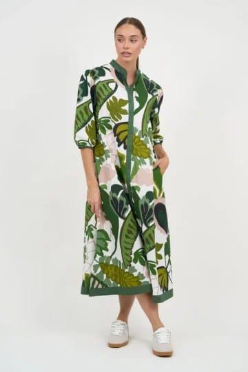 Contrast Trim Shirt Dress Khaki Liberty Rose