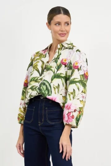 Button Detail Shirt Khaki Liberty Rose