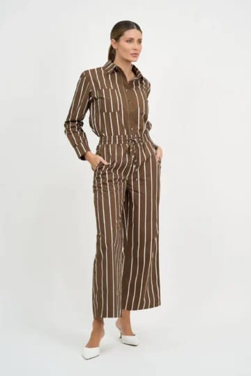 Cotton Stripe Shirt Chocolate Liberty Rose