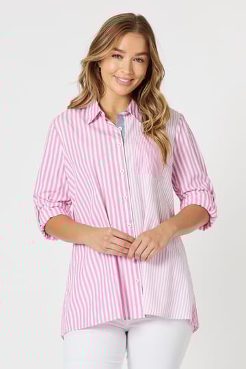 Two Tone Stripe Shirt Pink Threadz