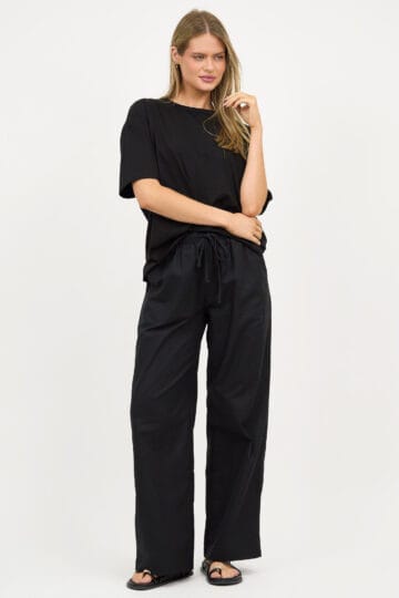 Linen Relaxed Leg Pant Black Liberty Rose
