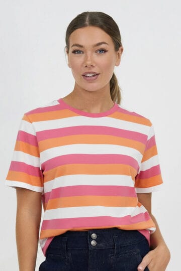 Cotton Jersey Stripe Tee Fuchsia Liberty Rose Cotton Jersey Stripe Tee Fuchsia Liberty Rose