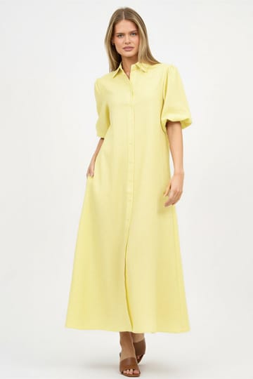 Maxi Linen Shirt Dress Yellow Liberty Rose Maxi Linen Shirt Dress Yellow Liberty Rose