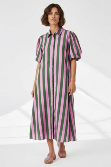 Maxi Cotton Shirt Dress Pink Liberty Rose