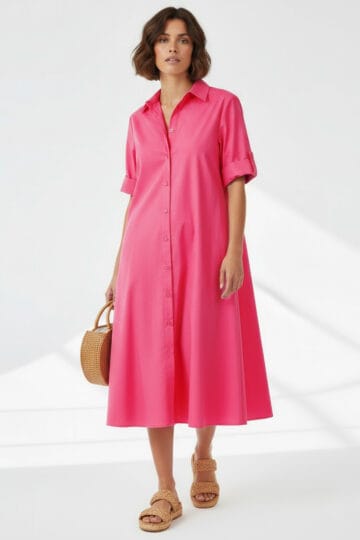 Cotton Relaxed Shirt Dress Watermelon Liberty Rose Cotton Relaxed Shirt Dress Watermelon Liberty Rose