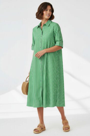 Cotton Relaxed Shirt Dress Green Liberty Rose Cotton Relaxed Shirt Dress Green Liberty Rose