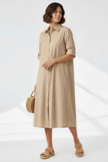 Cotton Relaxed Shirt Dress Latte Liberty Rose Cotton Relaxed Shirt Dress Latte Liberty Rose