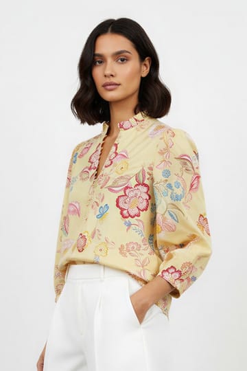 Cotton Button Top Lemon Liberty Rose Cotton Button Top Lemon Liberty Rose