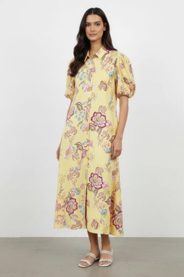Maxi Cotton Shirt Dress Lemon Liberty Rose Maxi Cotton Shirt Dress Lemon Liberty Rose