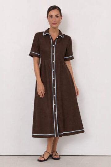 Trim Detail Shirt Dress Espresso Liberty Rose