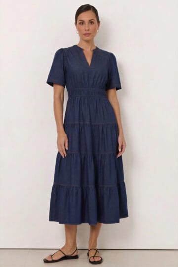 Denim Waist Detail Dress Denim Liberty Rose