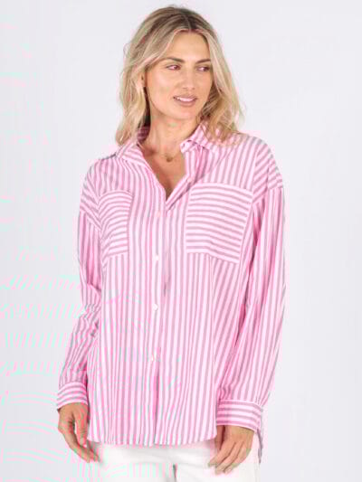 Patch Pocket Stripe Shirt Candy Worthier