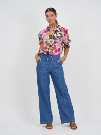 Stitch Pocket Denim Pant Mid Denim Liberty Rose