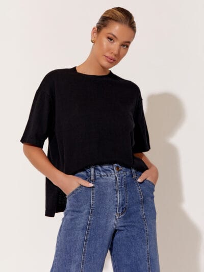 Cotton Cashmere Tee Black adorne