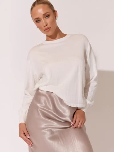 Cotton Cashmere LS Knit Cream adorne
