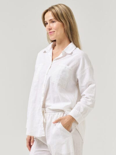 Stitch Detail Relaxed Shirt White Worthier