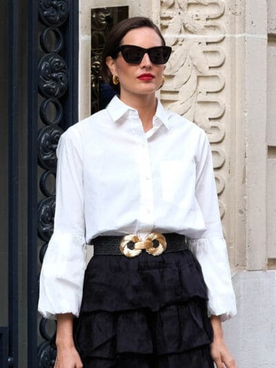 Poplin Puffed Sleeve Shirt White adorne