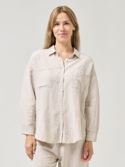Stitch Detail Relaxed Shirt Natural Worthier