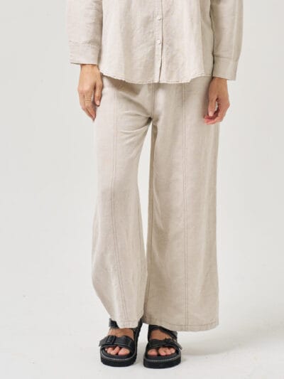 Stitch Front Linen Pant Natural Worthier